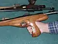 A close up of the hand grip.