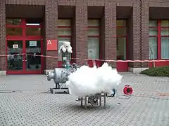 Finely-ground flour is dispersed