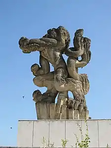 The Czech Lion, the Town Hall of Most, by S. Hanzík, limestone, 1977