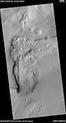 Wide view of dipping layers, upper plains unit, and brain terrain, as seen by HiRISE under HiWish program Parts of this picture are enlarged in other images.