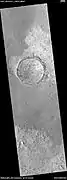Contact between different surface materials, as seen by HiRISE under HiWish program  The straight edge may be a fault.