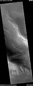 Glacier interacting with an obstacle, as seen by HiRISE under HiWish program
