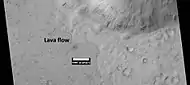Lava flow and dark slope streaks, as seen by HiRISE under HiWish program
