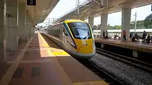 The KTM Class 93 ETS 203 leaving Pulau Sebang/Tampin to Gemas.