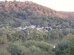 View of central Eastvale, taken from a building at Geneva College in Beaver Falls.