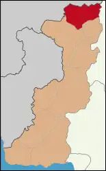 Map showing Lalapaşa District in Edirne Province