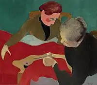 Vuillard, Édouard, The seamstresses (1890), a painting composed of mostly flat areas of color