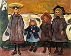 Four Girls in Åsgårdstrand, 1903, .mw-parser-output .frac{white-space:nowrap}.mw-parser-output .frac .num,.mw-parser-output .frac .den{font-size:80%;line-height:0;vertical-align:super}.mw-parser-output .frac .den{vertical-align:sub}.mw-parser-output .sr-only{border:0;clip:rect(0,0,0,0);clip-path:polygon(0px 0px,0px 0px,0px 0px);height:1px;margin:-1px;overflow:hidden;padding:0;position:absolute;width:1px}87&nbsp;cm ×&nbsp;111&nbsp;cm (34+1⁄4&nbsp;in ×&nbsp;43+3⁄4&nbsp;in), Munch Museum, Oslo