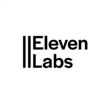 ElevenLabs' logo, consisting of the words "Eleven Labs" in in a black sans serif font with two vertical stripes to the left of them