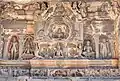 Ellaborate carving on cave entrance
