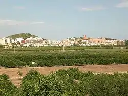 El Puig with its two wooded hills and the monastery in the centre