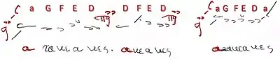 "You descend 4 steps [φοναὶ] from the echos protos [kyrios protos/authentic protus: a—G—F—E—DD] and you will find again the plagios protos, this way [D—F—E—DD]."