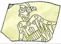 Engraved limestone tablet featuring a Falcon dancer