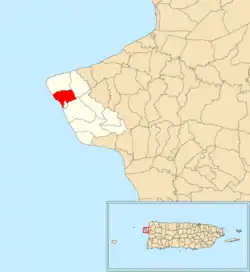 Location of Ensenada within the municipality of Rincón shown in red