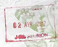 Entry stamp issued at Réunion
