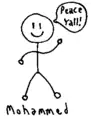 Stick figure image cartoon, advocating for peace.