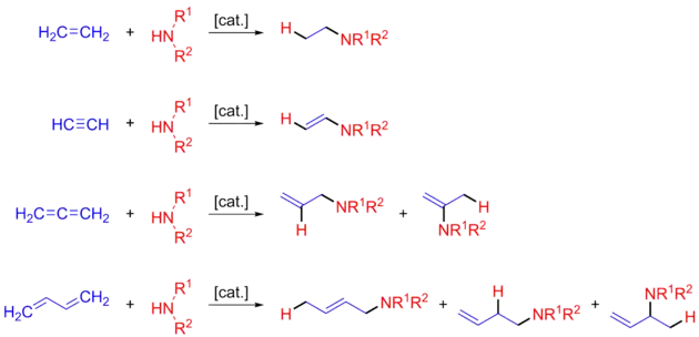 Prototypical intermolecular hydroamination reactions.