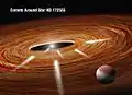Artist's impression of exocomets plunging into young star HD 172555.