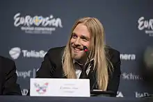 Eyþór Ingi at the Eurovision Song Contest 2013 Press Conference in Malmö, Sweden.