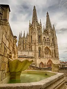 Facade and openwork spires of Burgos Cathedral (1440–1481) by Juan de Colonia and Simón de Colonia