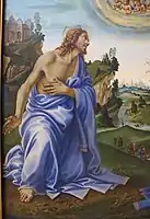 Apparition of Christ to the Virgin (c. 1493)—Oil on panel, 156.1 × 146.7&nbsp;cm, Alte Pinakothek, Munich