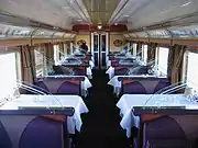 The first-class restaurant car on The Ghan, 2009
