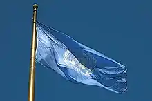 Image 23The Flag of the United Nations flying at United Nations Plaza in the Civic Center, San Francisco, California. The UN is one of the key organizations in the process of the political globalization. (from Political globalization)