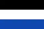 Three horizontal stripes: black above white above blue