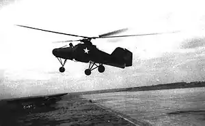 Flettner Fl 282 during flight trials after World War II, with US markings