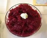 Buraczki - finely chopped warm beetroot salad