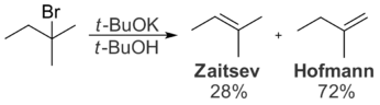 Treating 2-bromo-2-methylbutane with a bulky base, such as potassium t-butoxide, gives the Hofmann product.