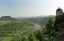 View from Königstein fortress to Lilienstein and Elbe