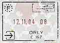 Entry stamp for air travel, issued at Orly Airport