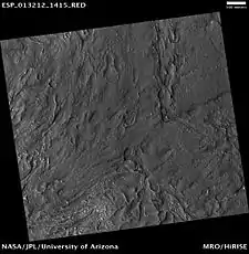 Fretted terrain near Reull Vallis, as seen by HiRISE.