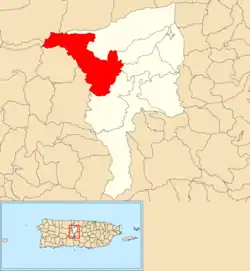 Location of Frontón within the municipality of Ciales shown in red