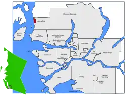 Location of Lions Bay within the Greater Vancouver Regional District in British Columbia, Canada