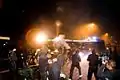 Demonstrators charging police on Jagtvej