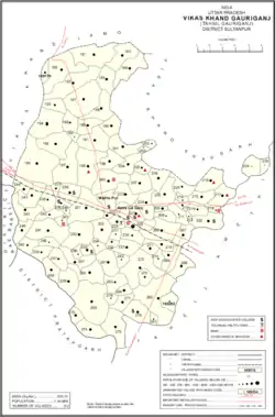 Map showing Raghipur (#255) in Gauriganj CD block