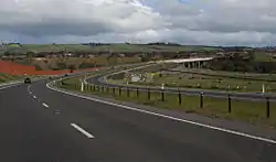 Looking south from the Midland Highway along section 2 towards the Lewis Bandt Bridge and Waurn Ponds.