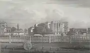 Lithograph of the General Post Office on Chowringhee Street, Calcutta, 1833, four years before the India-wide postal service was established under the Indian Postal Act of 1837.