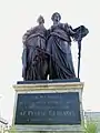 Helvetia (right) with "Geneva" (monument in Geneva).
