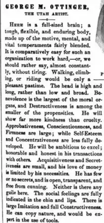 George M. Ottinger phrenological reading, published in the American Phrenological Journal in March 1869.
