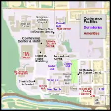 Map of the main campus of Georgetown University.