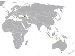 Map indicating locations of East Timor and Georgia