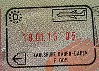 Exit stamp for air travel, issued at Karlsruhe/Baden-Baden Airport