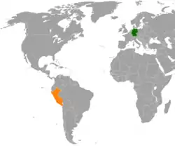 Map indicating locations of Germany and Peru