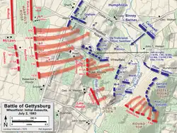 Initial Confedeerate assault on the Wheatfield