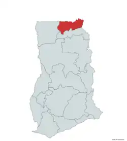 Location of Upper East Region in Ghana