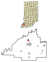 Location of Patoka in Gibson County, Indiana.