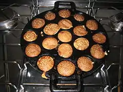 Poffertjes are made in a special, so-called, poffertjespan.